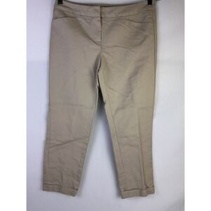 Valerie Bertinelli Women's Size 6 Beige‎ Cropped Cotton Blend Career Pants